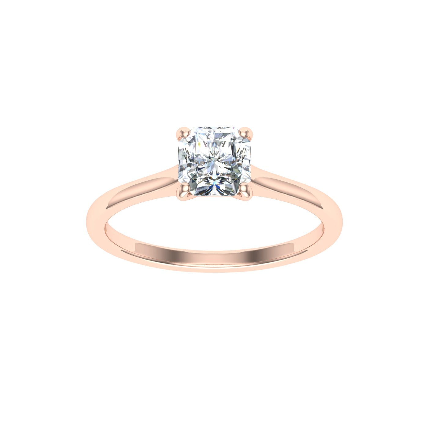 Galaxy Asscher Cut Solitaire Moissanite Engagement Ring Rose Gold